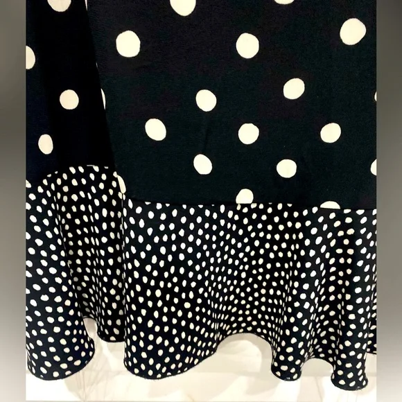 Talbots Black White Polka Dot Ruffled Plus Size Short Sleeved Midi Dress 16 - Picture 4 of 10